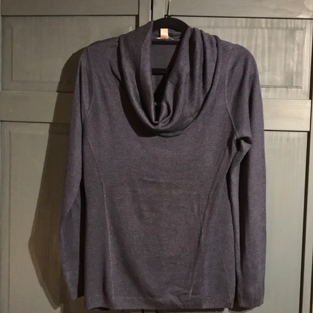 Navy Cowl Neck/Cold Shoulder Sweater
